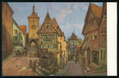 5x Künstler AK - J. Frank Rothenburg ob der Tauber Judengasse und andere Motive