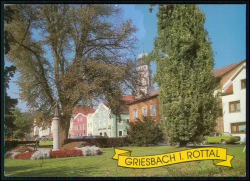 AK - Griesbach im Rottal Niederbayern - Stadtplatz Kirche blühender Grünanlagen