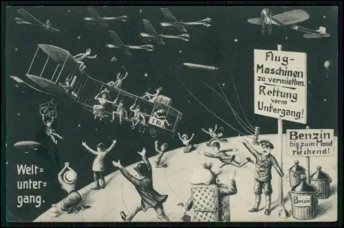 Satirische Postkarte zur Offiziellen Erinnerung - an den Untergang der Welt 1910