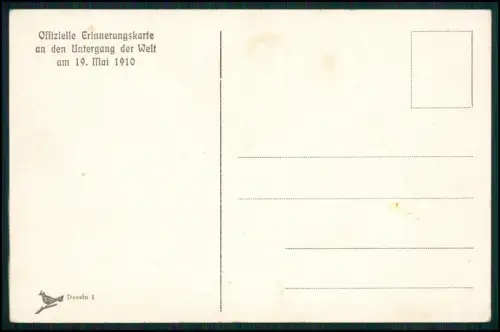 Satirische Postkarte zur Offiziellen Erinnerung - an den Untergang der Welt 1910