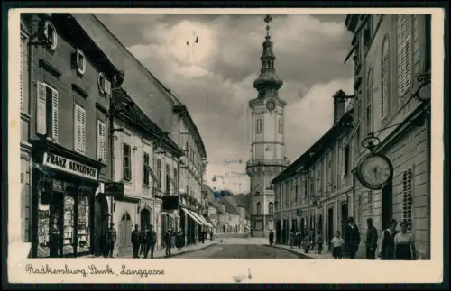 AK - Bad Radkersburg Langgasse Geschäft F. Semlitsch Kirche St Johannes 1942 gel