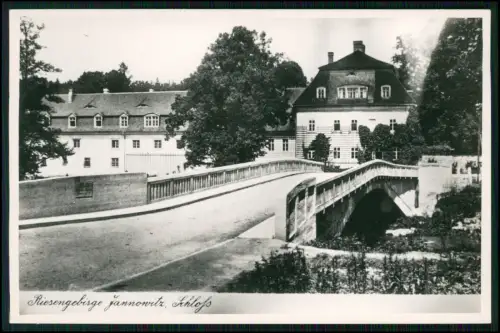 Foto AK - Janowice Wielkie Jannowitz Schlesien - Blick auf Brücke und Schloss