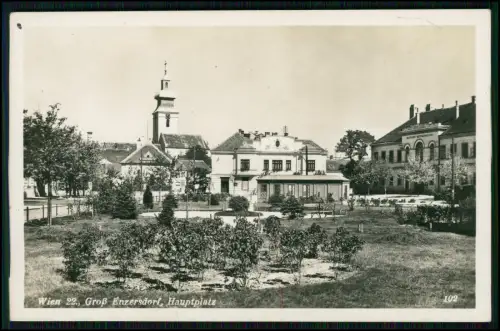 Foto AK - Wien 22 Groß Enzersdorf - Hauptplatz Rathaus-Restaurant und Stadtplatz