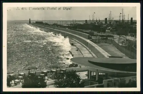 2x Echt Foto AK - Constanța Rumänien Hafen Schwarzmeerhafen und Moschee - 1940