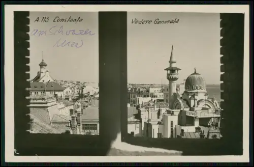 2x Echt Foto AK - Constanța Rumänien Hafen Schwarzmeerhafen und Moschee - 1940