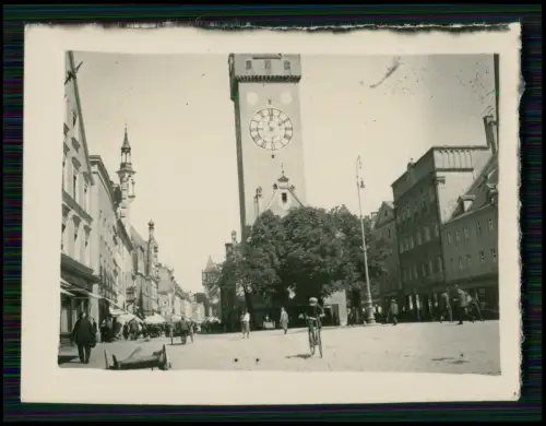 Foto - Straubing Stadtturm Bayern - Altstadt Marktplatz Uhrturm 1930er