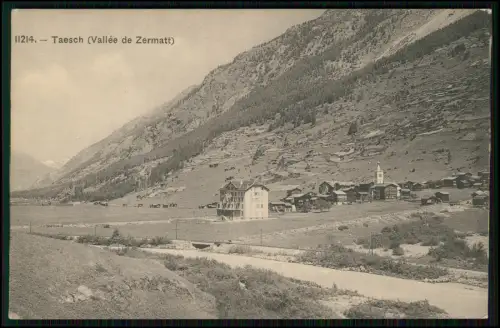 4x AK - Täsch St. Niklaus  Kalpetran Eisenbahn - Dörfer Alpenfluss Zermatter Tal
