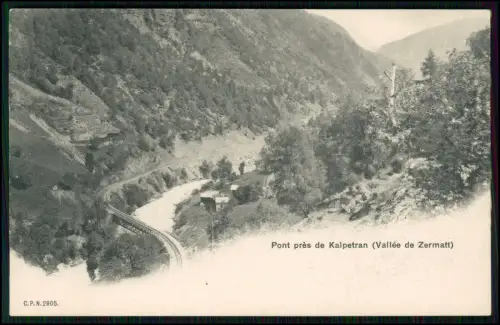 4x AK - Täsch St. Niklaus  Kalpetran Eisenbahn - Dörfer Alpenfluss Zermatter Tal
