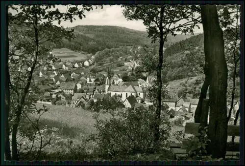 Echt Foto AK - Heigenbrücken Franken im Spessart - Kirche Dorfansicht Berge
