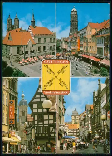 4x AK - Göttingen Marktbrunnen Nischel Vierkirchenblick Altstadt Farbkarten gel.