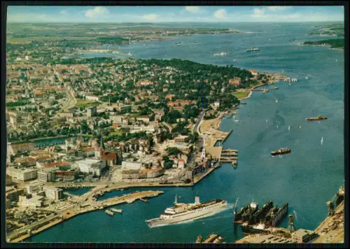 2x AK - Kiel Förde Luftbild Hafen Altstadt - Yachten Schiffe Farbfotokarte