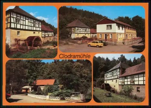 AK Berga Elster Clodramühle historische Gebäude - Mühle Wasserrad Fachwerk Wald