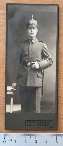 CDV Foto - Gera Soldat Pickelhaube Preußen Uniform - Franz Scheffer Atelier