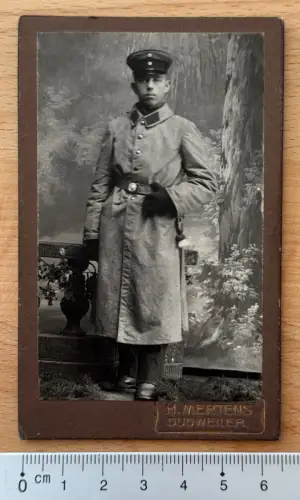 CDV Foto - Dudweiler Soldat Mantel Uniform - Atelier H Mertens Dudweiler