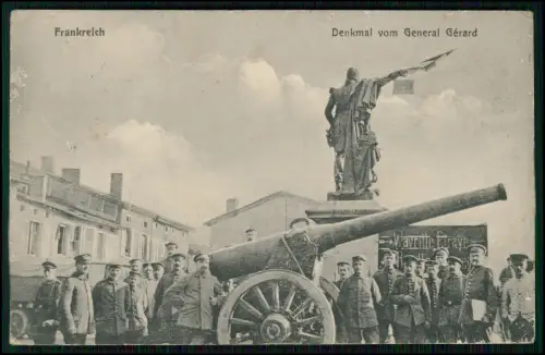 AK 1. WK - Frankreich General Gérard Denkmal Soldaten Geschütz - 1916 gelaufen