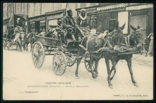 AK 1.WK - Montdidier Somme Marokkanischer Konvoi Kolonialtruppe Pferdewagen 1915