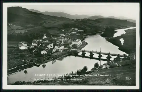 AK - Béhobie Behobia Brücke Bidasoa - Frankreich Spanien Grenze Baskenland Fluss