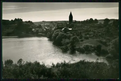 Foto AK -  Ulmen Eifel - Ulmener Maar Ruine Burg Kirche Dorf See Panorama ....