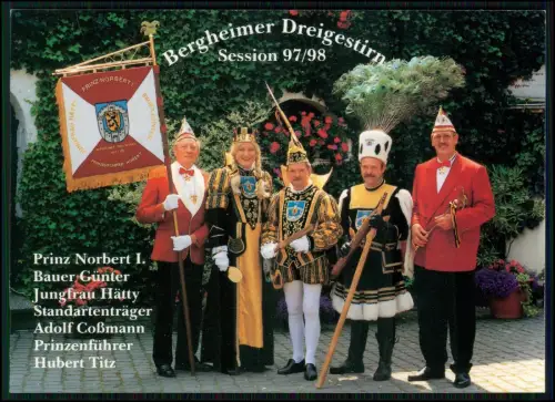 3x AK Bergheim Karneval Dreigestirn 1997-98  Prinz Norbert I. Bauer Günter Hätty