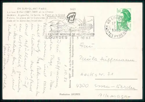 10x AK Paris - Eiffelturm Seine Sacré-Cœur Luftbild Touristenmotiv u.a. - 1960er