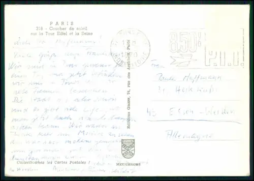 10x AK Paris - Eiffelturm Seine Sacré-Cœur Luftbild Touristenmotiv u.a. - 1960er