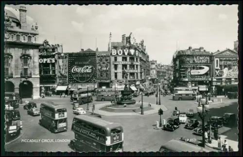 6x AK Lot - London Piccadilly Circus Coca Cola Doppeldeckerbusse Werbung 1960er