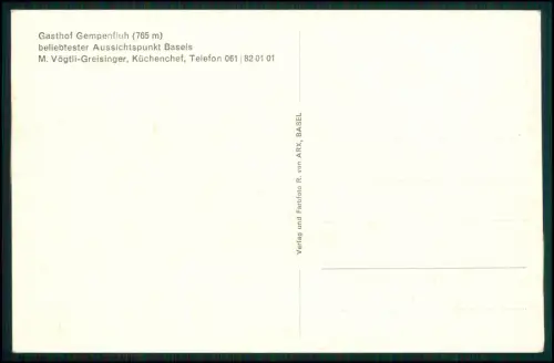 AK Gempenfluh Gasthof Aussichtsturm Basel Schweiz Oldtimer VW Käfer 1960er Jahre