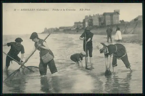 AK Asnelles Calvados Pêche à la Crevette Küstenmotiv Frauen Muschelsammler 1905