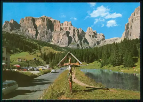 AK - Sellagruppe Dolomiten Südtirol Bergsee Kreuz Panorama Oldtimer Sommer Berge