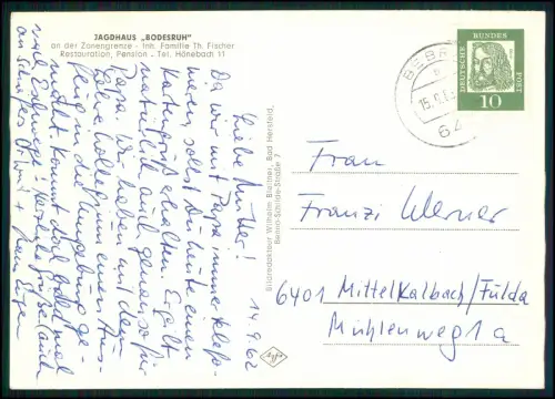 AK - Jagdhaus Bodesruh - Hönebach Wildeck - Zonengrenze Rhön Hessen Pension