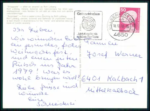 AK - Weihnachtskarte - Rolf Lidberg Troll - Postkarte 1978 Schweden Winter Humor