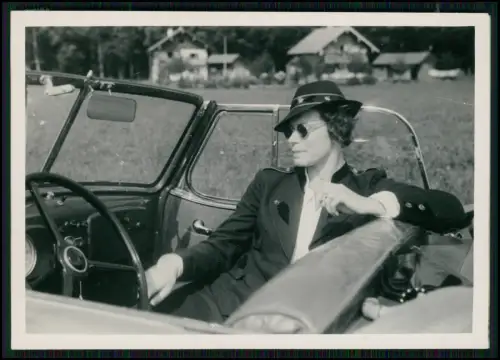 7x Autoaufnahme in Bayern 1940-50er Dame Herr im Cabrio - Kennzeichen IA 124737