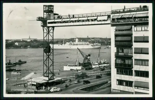 Foto AK Stockholm Katarinahissen Aufzug Hafen Schiffe Schweden 1950er Pressbyrån