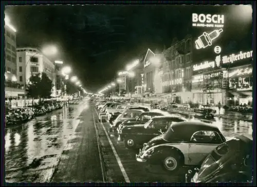 Foto AK - Berlin Kurfürstendamm Nacht 1950er Jahre - beleuchtet Autos Reklame...