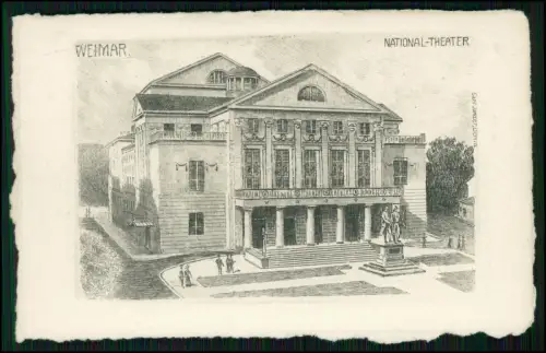 Weimar Nationaltheater originale Radierung Handpressendruck Goethe Schiller 1928