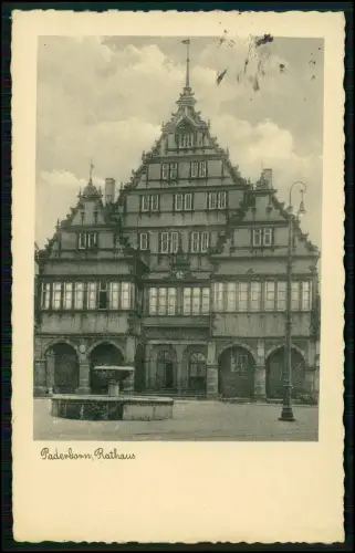 AK Paderborn Rathaus Weserrenaissance Westfalen 1938 gelaufen Denkmal