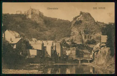 AK - Oberstein an der Nahe Felsenkirche Burgruine Bosselstein Idar 1935 gelaufen