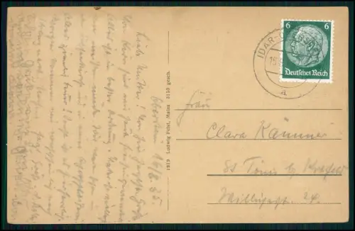 AK - Oberstein an der Nahe Felsenkirche Burgruine Bosselstein Idar 1935 gelaufen