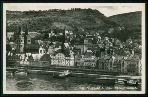 AK - Boppard - Rheinpromenade Kirche St. Severus - Schiff Boot Cecilie 1941 gel.