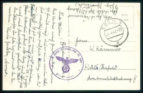 AK Eger Cheb Böhmen - Feldpost 1941 gel. - 5.K. F?. Ausbildungs-Regiment 63 Eger