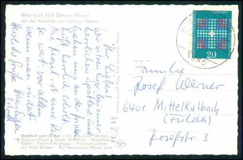 Foto AK - Detzem Trier-Saarburg Mosel - Weindorf - Staustufe - Schleuse - Kirche