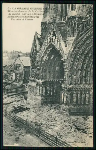5x AK 1. WK - Reims Kathedrale Zerstörung 1914-17  Bombardement La Grande Guerre