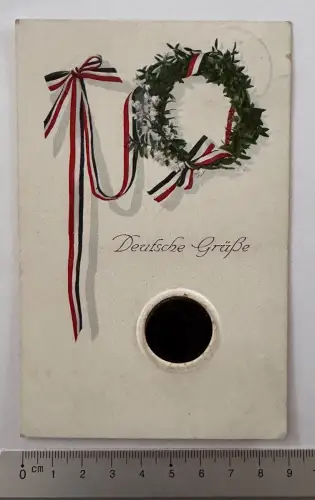 1.WK Patriotische Karte - montiert Glasnegativ Portrait Soldat - 1915 gel. Mainz