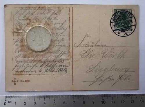 1.WK Patriotische Karte - montiert Glasnegativ Portrait Soldat - 1915 gel. Mainz