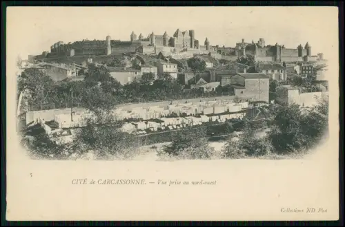 AK - Carcassonne Cité Panorama Nordwestansicht Festungsmauern Frankreich um 1900