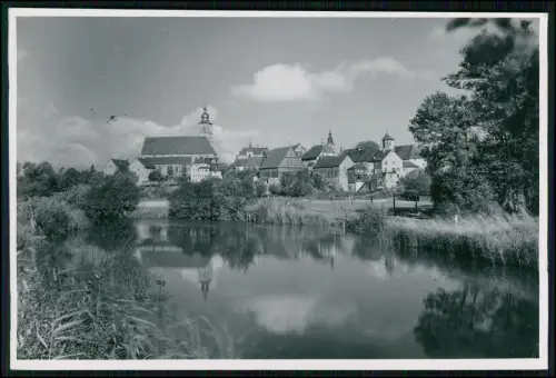 Foto 18x12 - Crailsheim an der Jagst - Blick auf den Stadtkern mit Kirche Fluss
