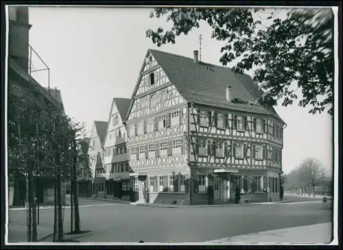 Foto 18x13 - Schorndorf Marktplatz Bahn Hotel Lamm 1947 Fachwerkhaus Abriss 1968