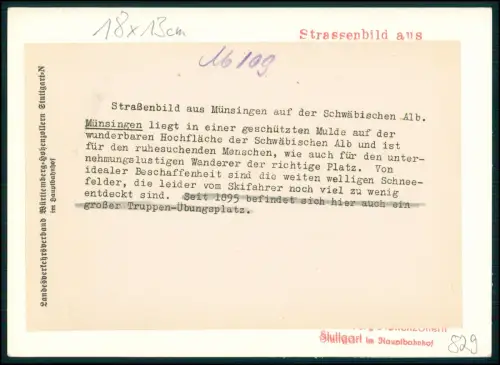 Foto 18x13 - Münsingen Schwäbische Alb Straßenansicht mit Kirche Fachwerkhäuser