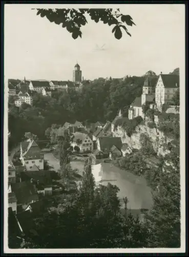 Foto 18x13 - Blick auf Haigerloch Schloss - Eyach Fluss Ort und Kirche St Jakob