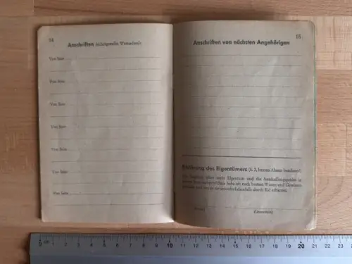 Heft Mein Eigentum Inventar Verzeichnis Notfall Ausgabe A Kleinstwohnungen 1940